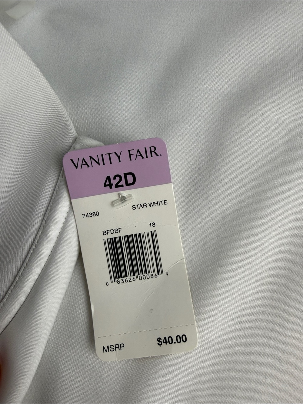 Vanity Fair Strapless Underwire Bra White Women's 42D NWT Convertible - Picture 4 of 6